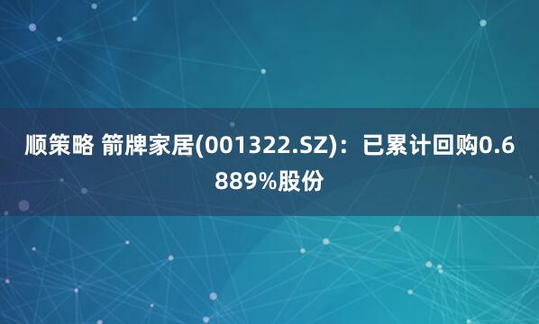 顺策略 箭牌家居(001322.SZ)：已累计回购0.6889%股份