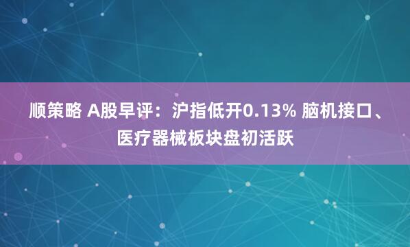 顺策略 A股早评：沪指低开0.13% 脑机接口、医疗器械板块盘初活跃